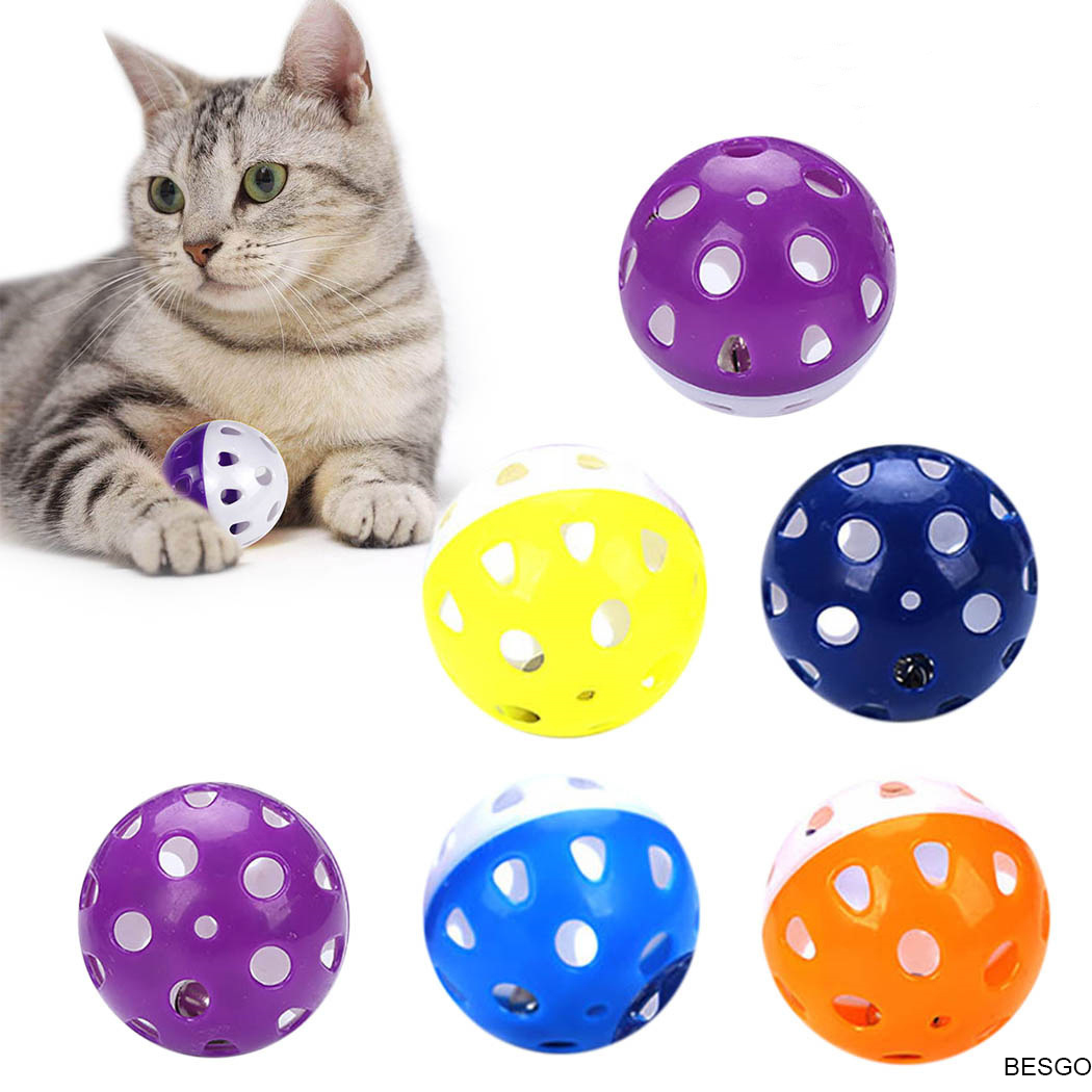 Large Hollow Plastic Coloured Air Flow Pet Play Balls Dog Cat Puppy Toy 4 Ball