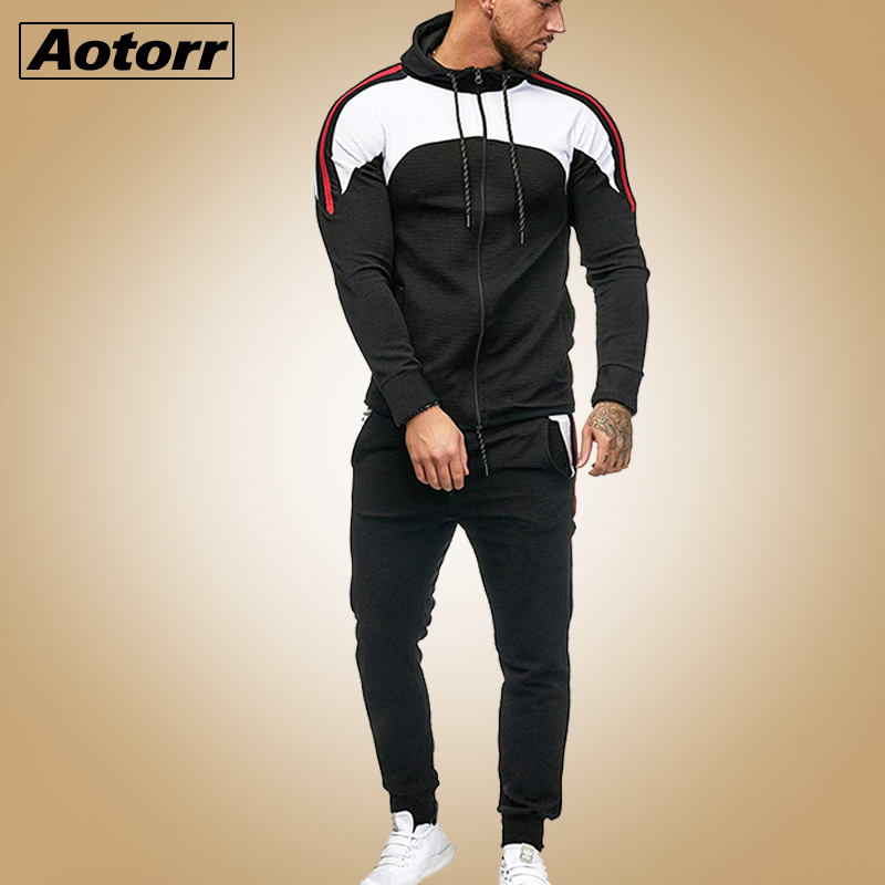 

Men Spotrs Suit Two Pieces Set Men's Zipper Hoodie Jacket Sweatshirt + Pants Male Hoody Jogging Tracksuit Sportswear Outfit 5XL, Em149white
