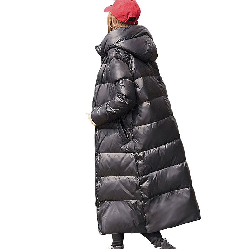 

White Duck Down Jacket Women Winter Jacket Long Thick Coat for Women Hooded Down Parka Warm Female Clothes Waterproof, Black
