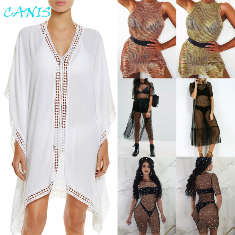 

Women Bikini Cover Up Swimwear Swimsuit Bathing Suit Beachwear Summer Dress Fashion Loose Solid Long Sunproof Dress Cover Ups