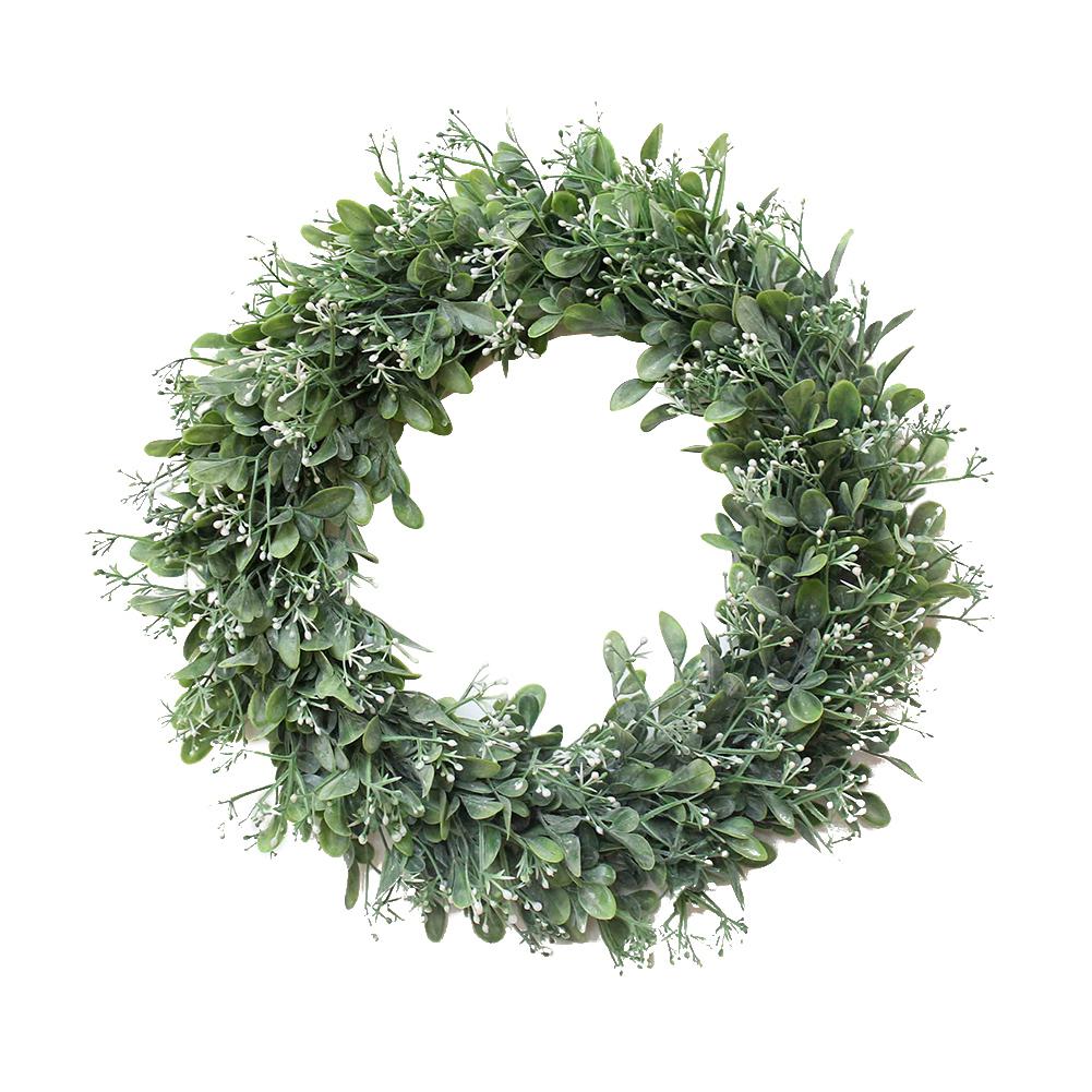 

Artificial Green Leaves Wreath for Door Window Decor Outside Diameter 40CM Wreath, Photo color