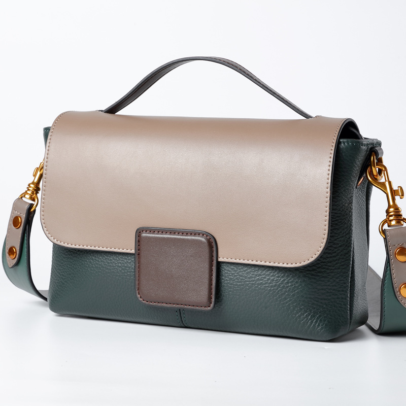 

2019 new female bag fashion wild first layer of leather hand shoulder messenger casual leather handbag, Burgundy