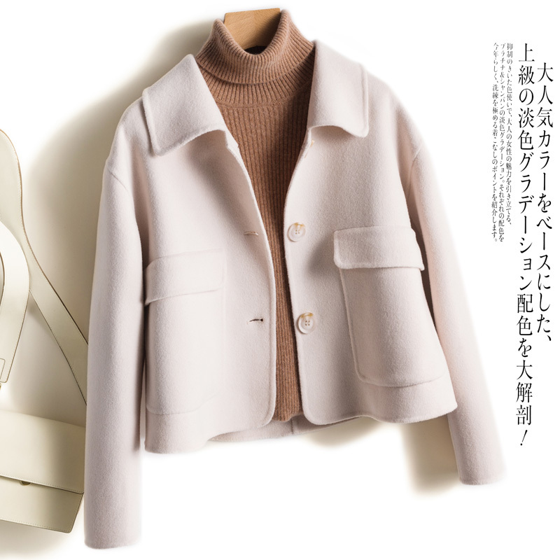 

2020 100% Wool Coat Women Short Korean Wool Jacket Spring Autumn Overcoat Elegant Coats Female Manteau Femme 9208 KJ4042, Black