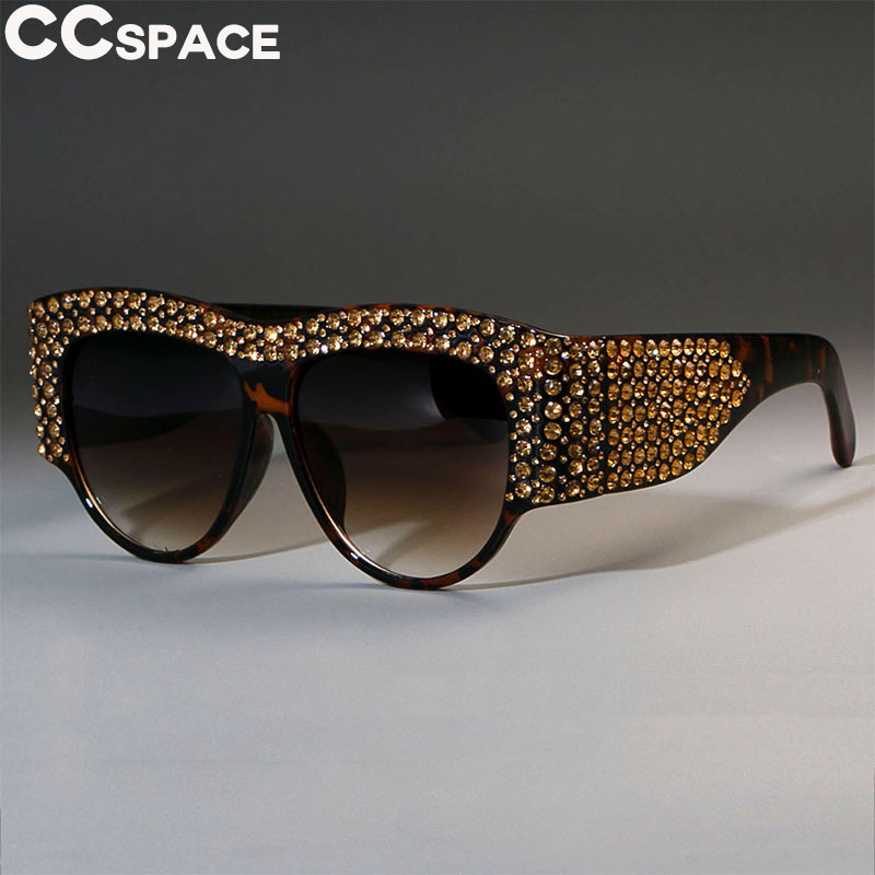 

Luxury Square Sunglasses Women Oversized Rhinestone Frame Bling Diamond 45482 CCSPACE Brand Glasses Fashion Female Shades