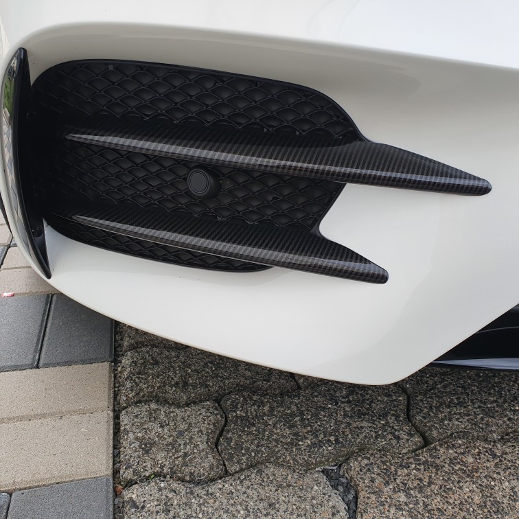 

4pcs Carbon Fiber Look Car Front Fog Light Lamp Grille Grill Slats Cover Trim For W213 E Class 2016 2017 2018