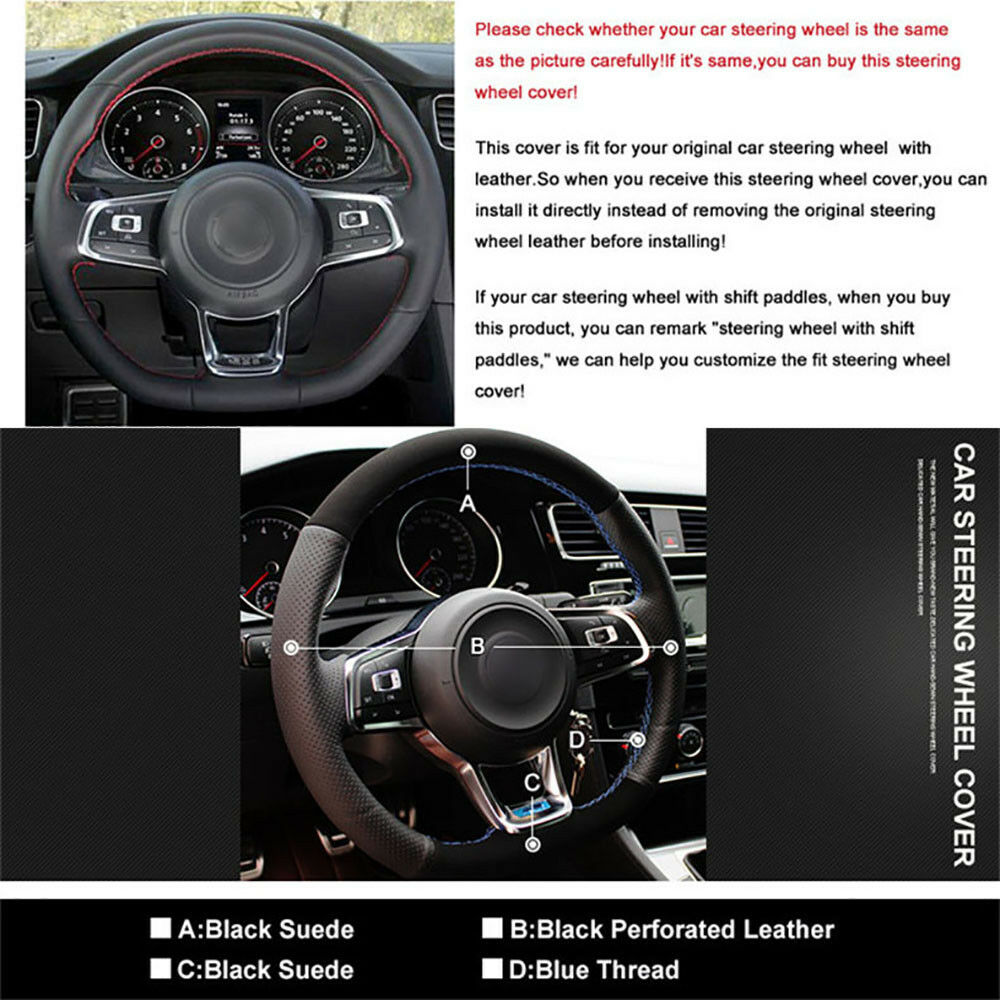 Free Customized Alcantara Steering Wheel Stitch on Wrap Cover For VW Golf 7 GTI Scirocco 2015 2016-image-535634619