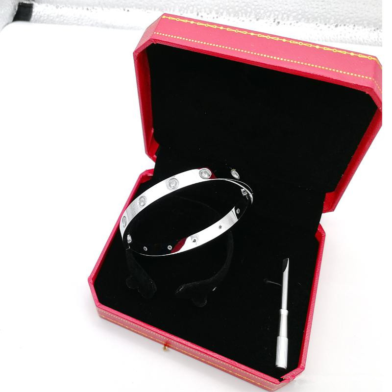 

2021 Titanium Steel Love Bracelet silver rose gold bracelet Bangles Women Men Screw Screwdriver Bracelet Couple Jewelry with red bag no box