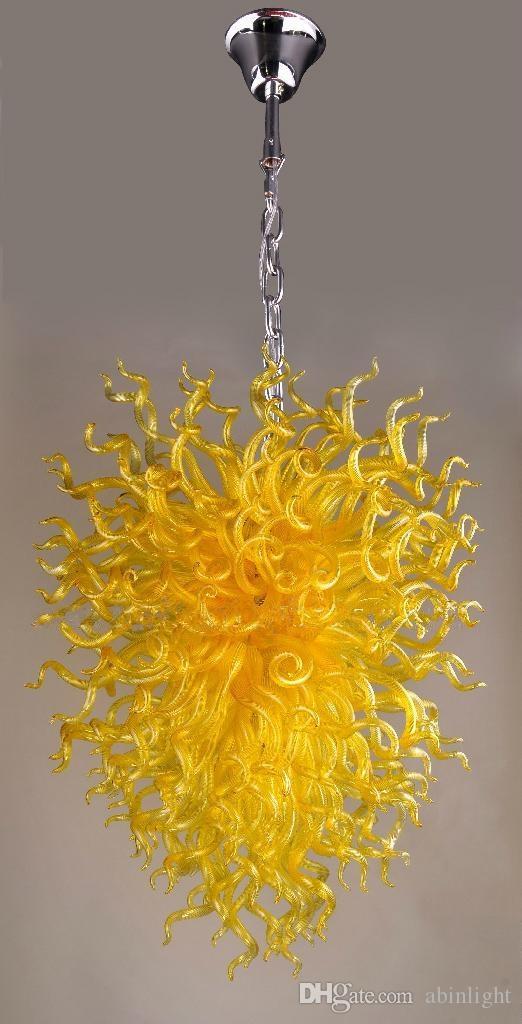 

100% Mouth Blown Glass Chandeliers Yellow Glass Chain Pendant Lamps Modern Art Decor Chandeliers Lighting