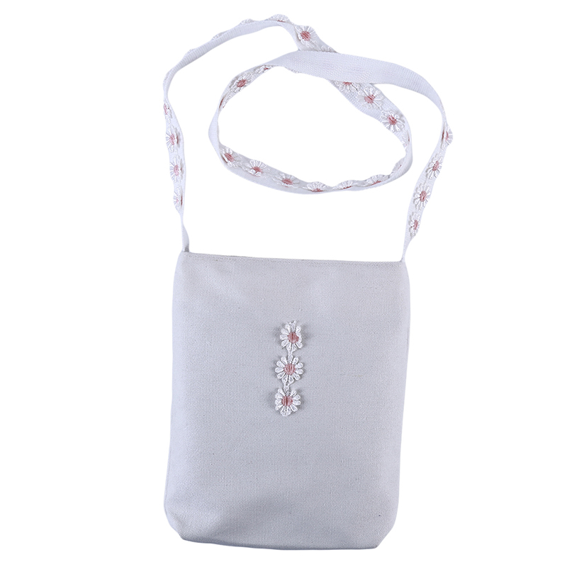 

2020 Summer New Canvas Female Bag Slung Shoulder Bag Simple Casual Portable Flower Female Messenger, White