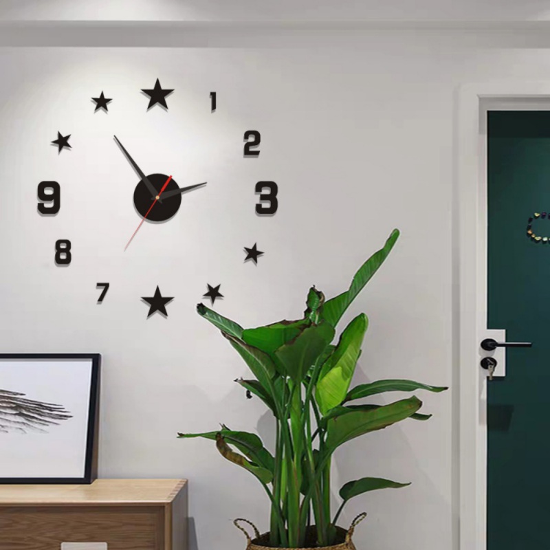 

DIY small clock red/Modern 3D DIY star Mirror Surface Wall Clock Sticker Home Office Room Decor/Stars digital