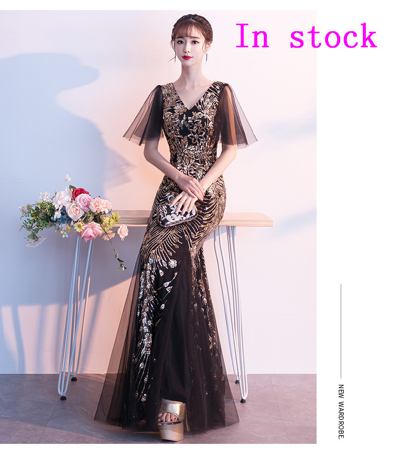 

Long Prom Dresses Sexy Mermaid Style Halter Gold And Black Sequin African Black Girl Women Prom Dress