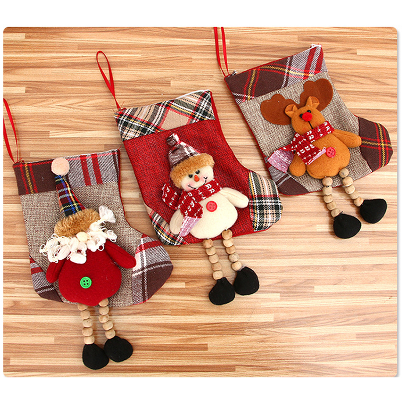 

2/3Pcs Christmas Stocking Santa Claus Elk Snowman Candy Socks New Year Xmas Tree Festival Hanging Decorations Kids Gift Bags