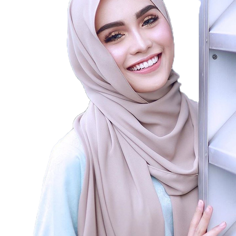 Eg /_ Donna Tinta Unita Colore Pieghe Mussulmano Sciarpa di Chiffon Hijab Fascia