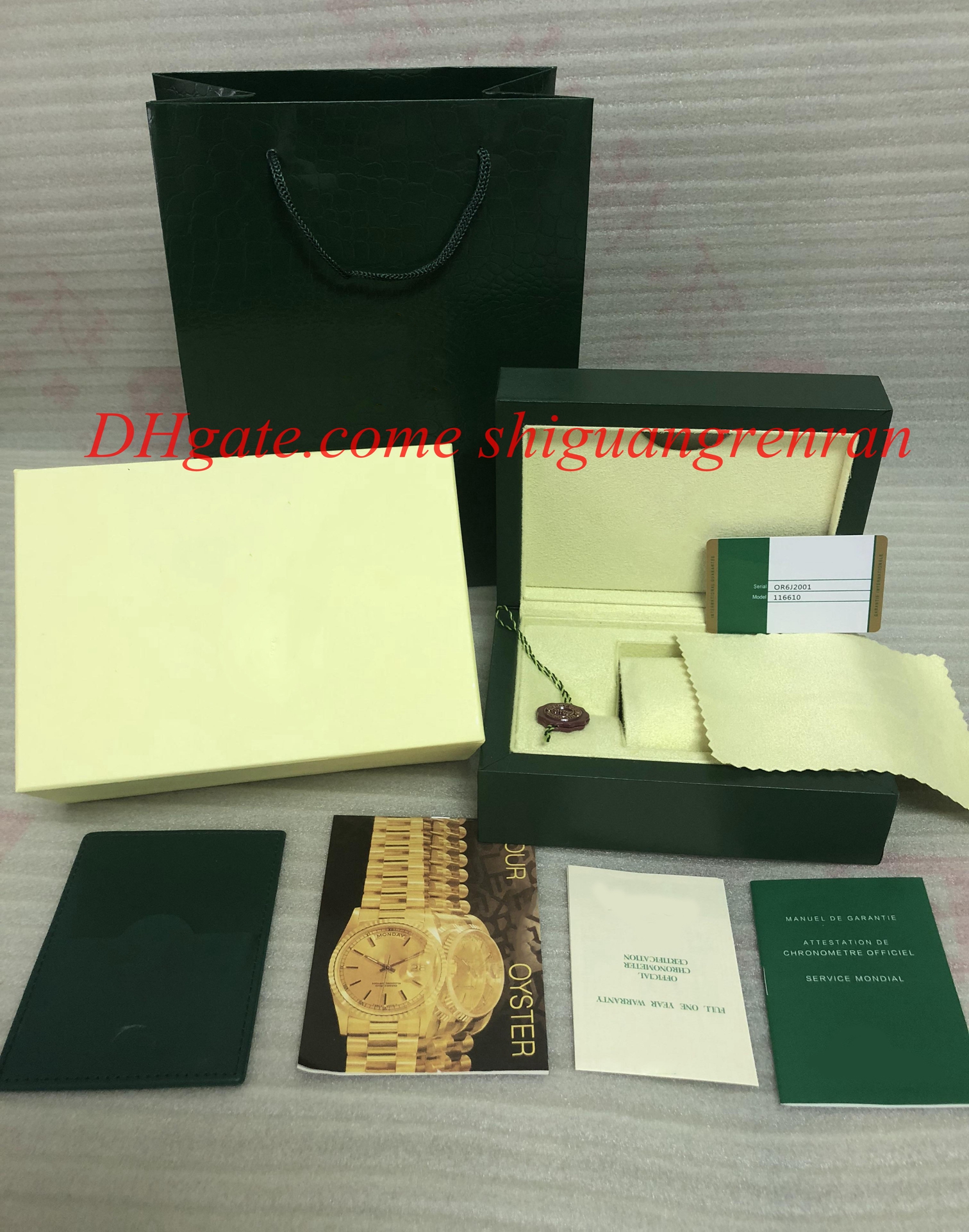 

Top Luxury Green Watch Original Wooden Box Papers Card Gift Wristwatches Boxes Handbag 185mm*134mm*84mm 0.7KG For 116610 126710 116500 Watch, Black;blue