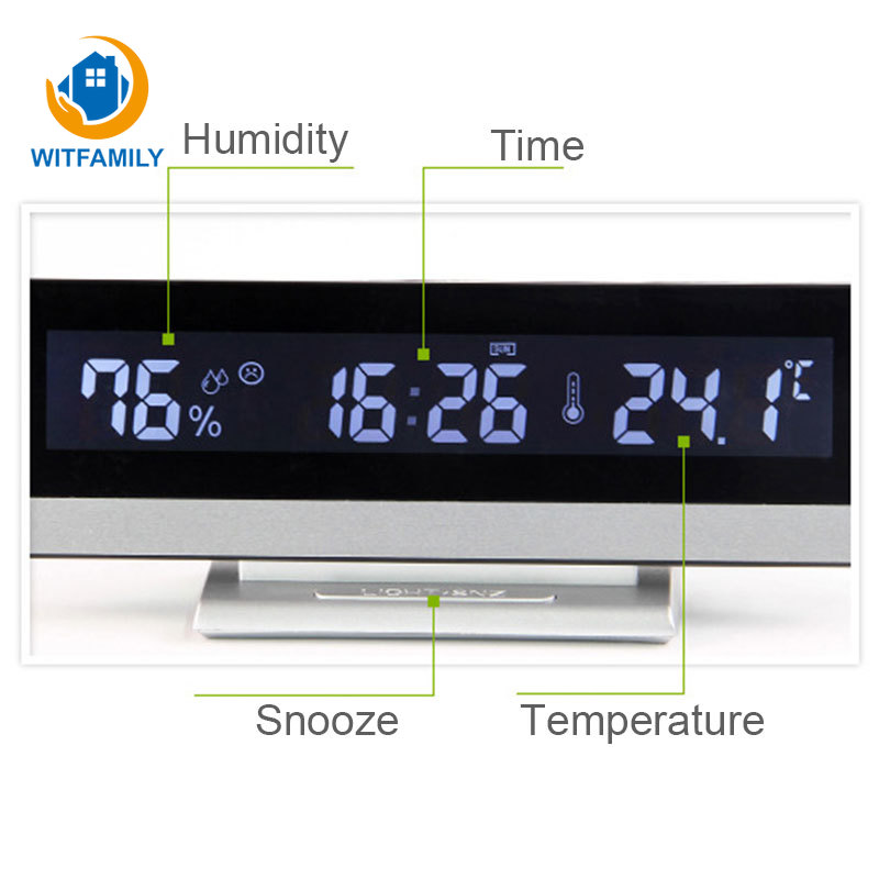 

Electronic Battery Desk Temperature Humidity Clock Home Digital LCD Big Large Screen LED Display Electronic Alarm Clock