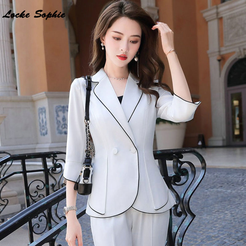

Women plus size Blazers coats 2020 Spring Cotton Splicing Slim fit cross Small Suits jackets ladies Skinny office Blazers Suits, Black