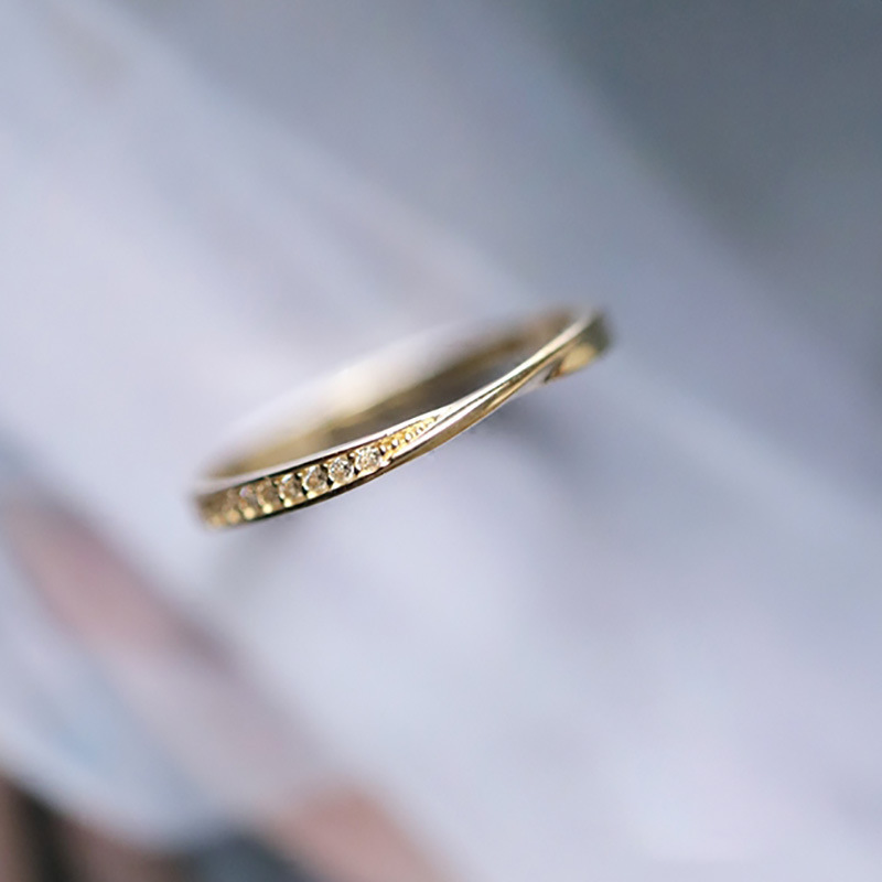 

Lovers Ring Single Row Drill Bar Ring Plated 14k Ring Woman