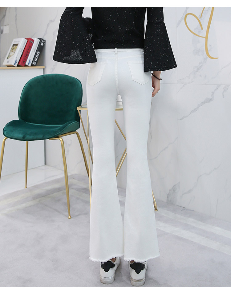 

The White Burrs Tassel Flared Trousers Jeans Female Autumn New Fund