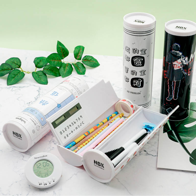 

Creative Pencil Case Detachable Solar Calculator ABS Plastic Double Layer Pen Box For Student School Stationery Storage Supplies