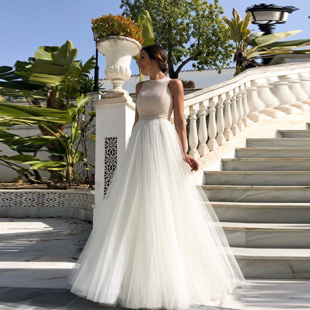 

Sexy Women party dresses for plus size women Sleeveless O-neck Mesh Slim Bride Cocktail Prom Gown Dress#G3, White