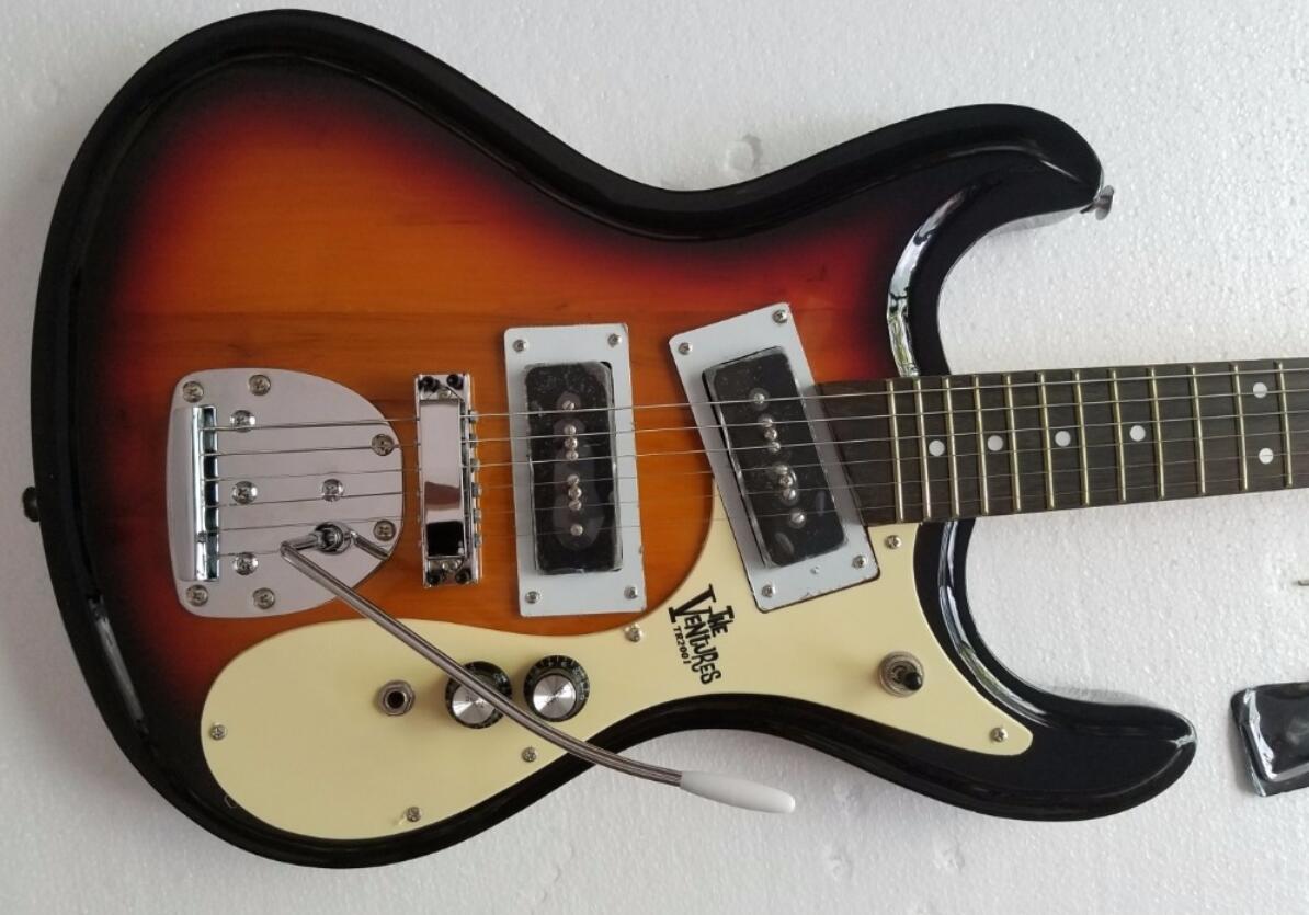 

1966 Ventures Mosrite Zero(0) Fret JRM Johnny Ramone Sunburst Electric Guitar Tremolo Tailpiece, Dual Black P-90 Pickups, Cream Pickguard