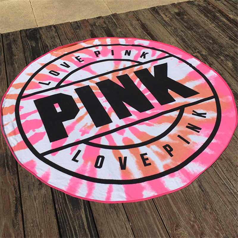 

2019 New Pink Microfiber Round Beach Towel 160cm Soft Quick Drying Swimming Bath Sports Towels Picnic Blanket Towel, Random colors