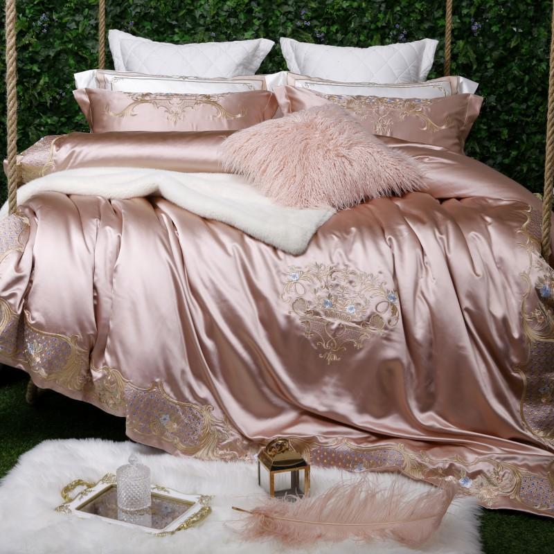 

Purple White Embroidery Duvet Quilt cover Bedding Soft Egyptian Cotton Bed Sheets Fitted sheet set King Queen size J/7Pcs, Color 1