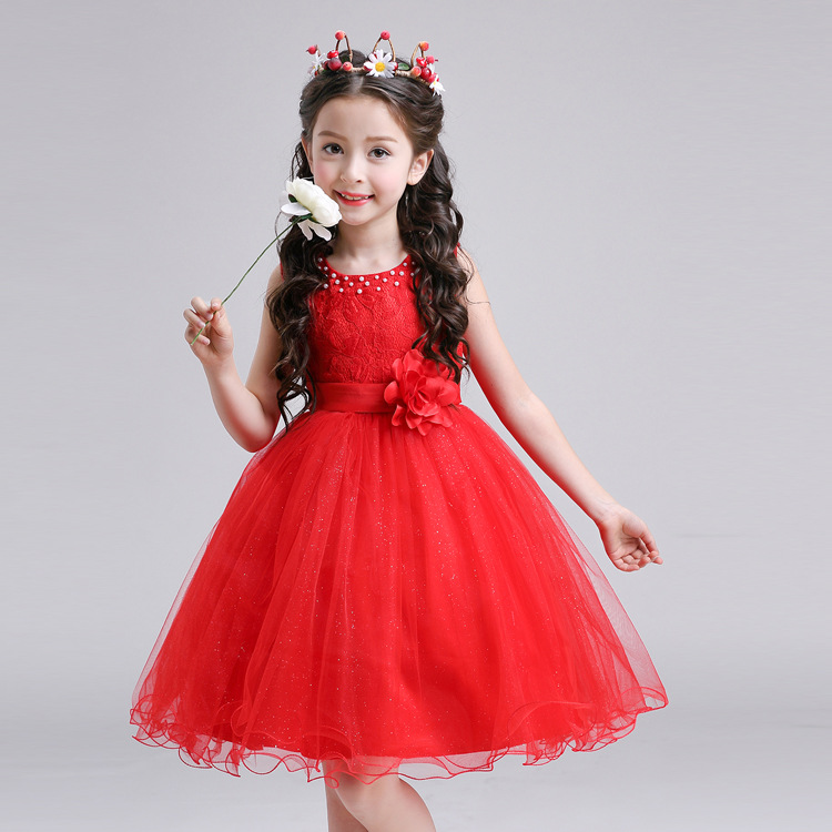 

Girls princess dress pettiskirt 2019 summer new children's wedding dress skirt big children's dress vest skirt, Red;yellow