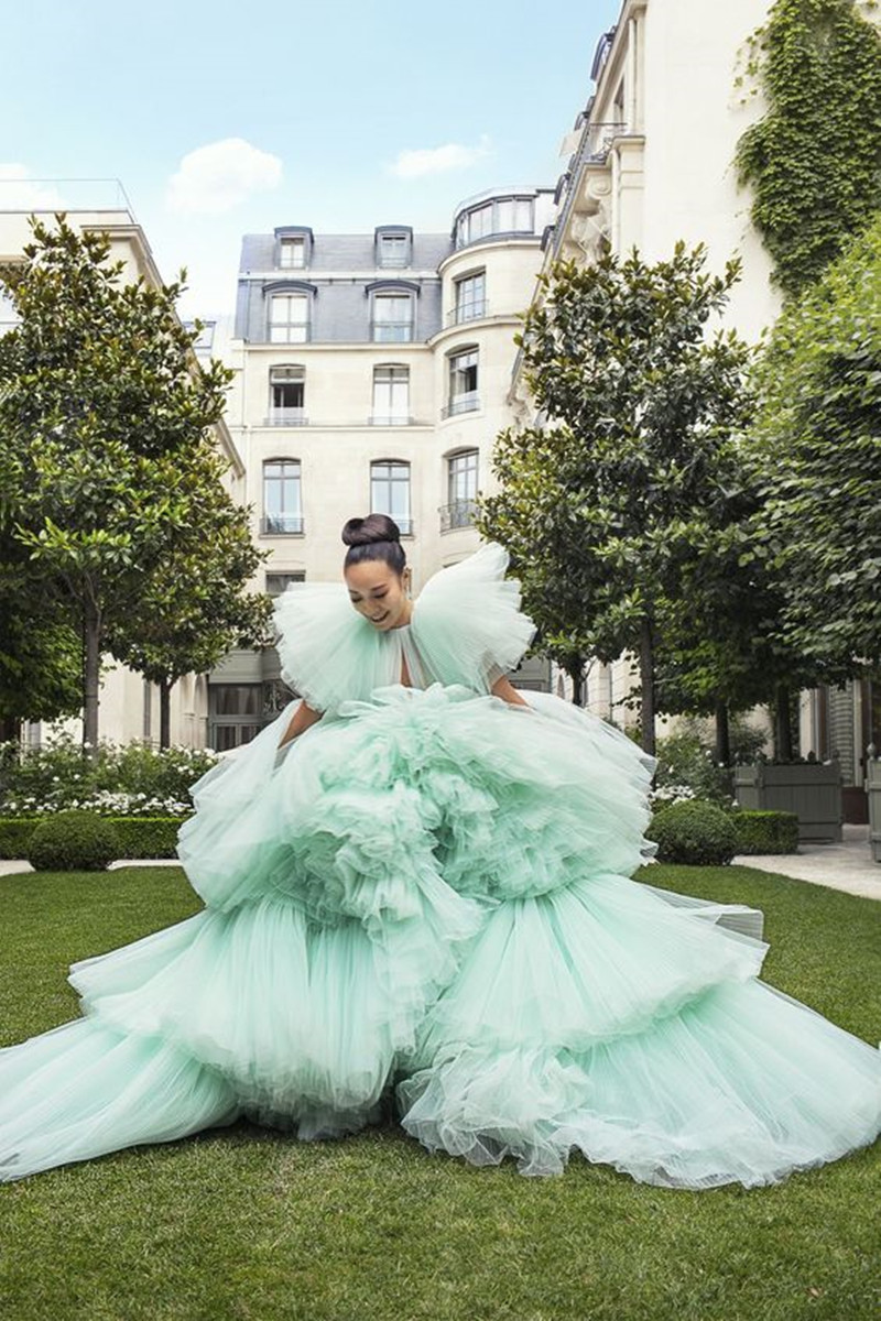 

Gorgeous Very Puffy Ruffles Tulle Ball Gowns Fashion Tiered Tulle Long Prom Dresses Short Sleeves 2020 Prom Gowns Plus Size, Dark red