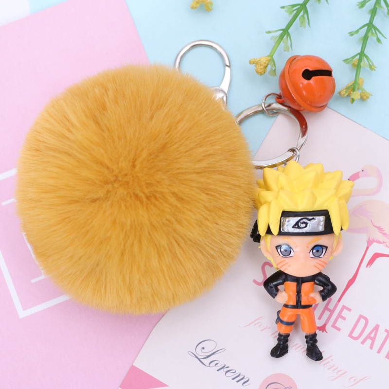 

Anime Naruto Keychain Random Sasuke/itachi/Kakashi Key Chain Key Ring Pompom Fur Ball Pendant Naruto Fans Gifts 3D