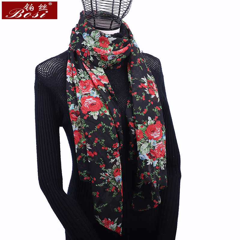

2020 New fashion Multicolor Long Chiffon scarf Flowers print women hijab shawl bohemian summer ladies scarves