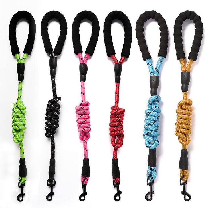 

2020 Pet Leash Night Reflective Strong Dog Leash 1.5M Long Training Durable Nylon Rope Leashes For Medium Big Dog Collar Pet Supplies US-7K