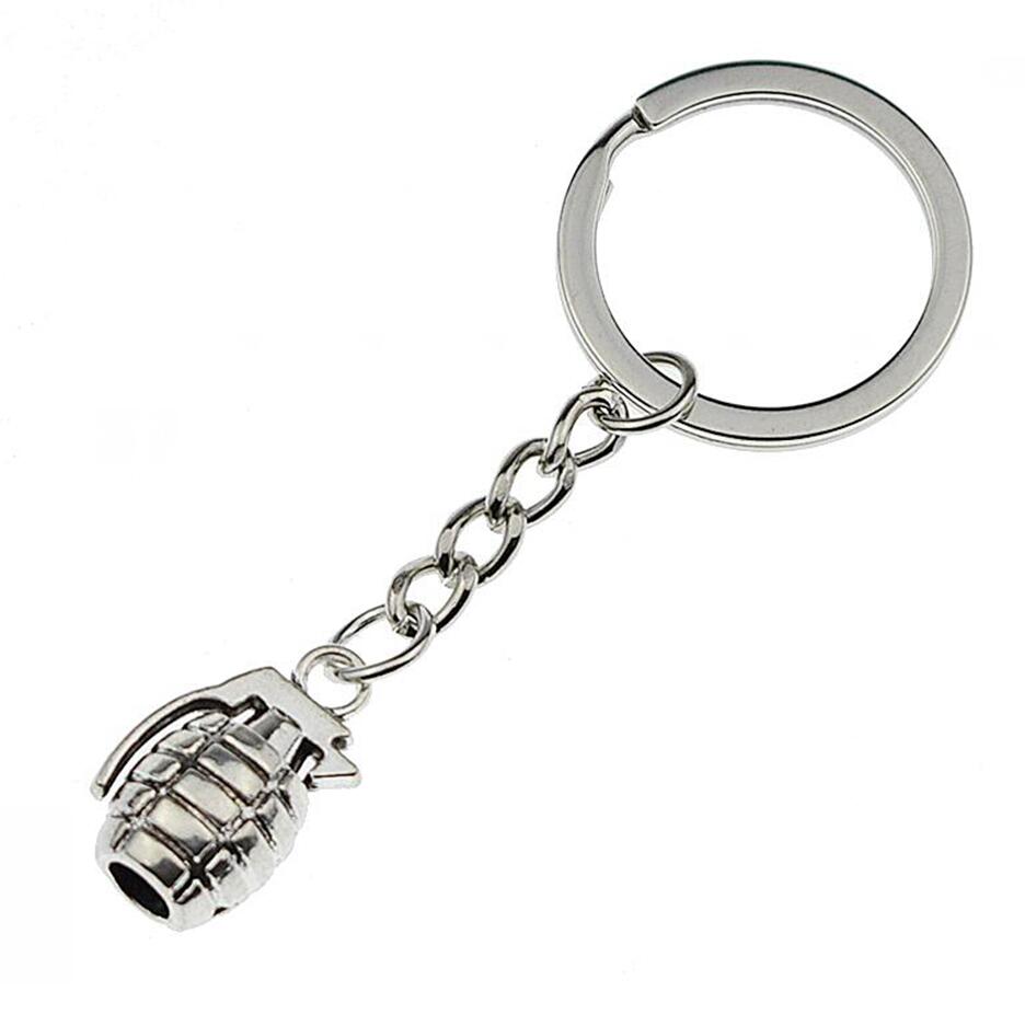 

New Creative Antique Silver 3D Military Grenades Model Pendant Keychain Key Chain Ring for Car Key Holder Party Unique Jewelry 851