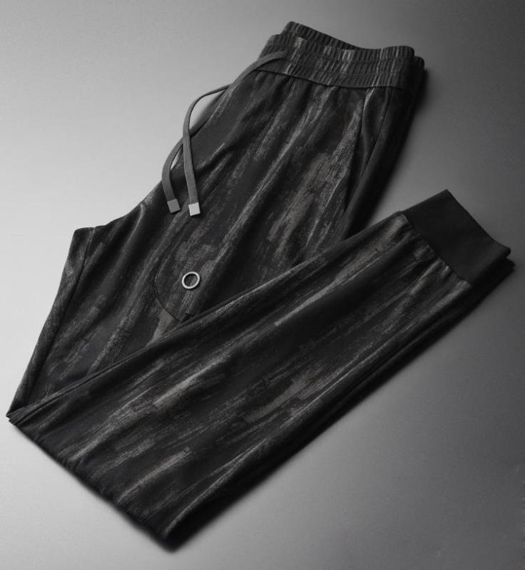 

New Black Men Pants Luxury Spring Allover Silky Polyamide Mens Trousers Plus Size 3XL 4XL Casual Sport Slim Fit Man Pants, Black h-k18133