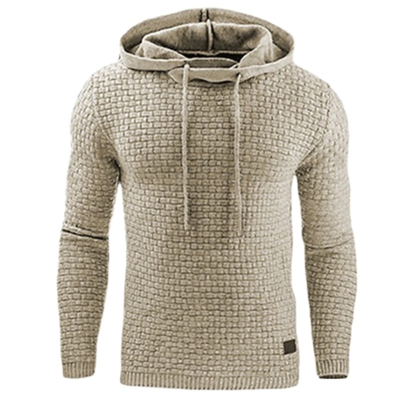 Sweat-shirt à capuche en Jacquard matelassé pour homme, coupe cintrée, décontracté, à la mode
