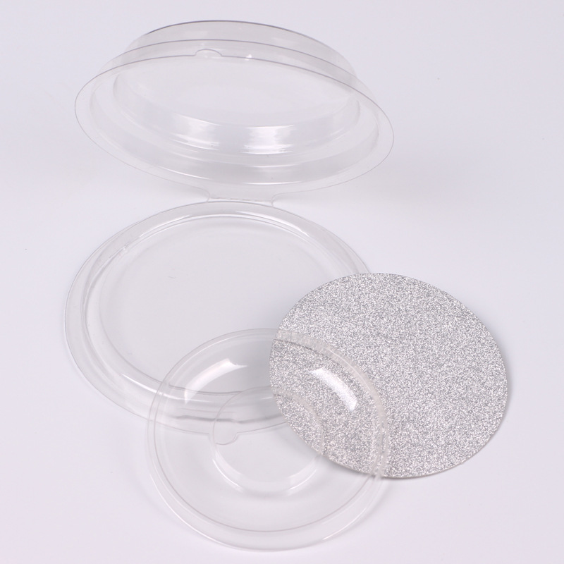 

New Model False Eyelashes Packing Box Transparent Round Eyelashes Container with Silver Card Empty Package Case F531