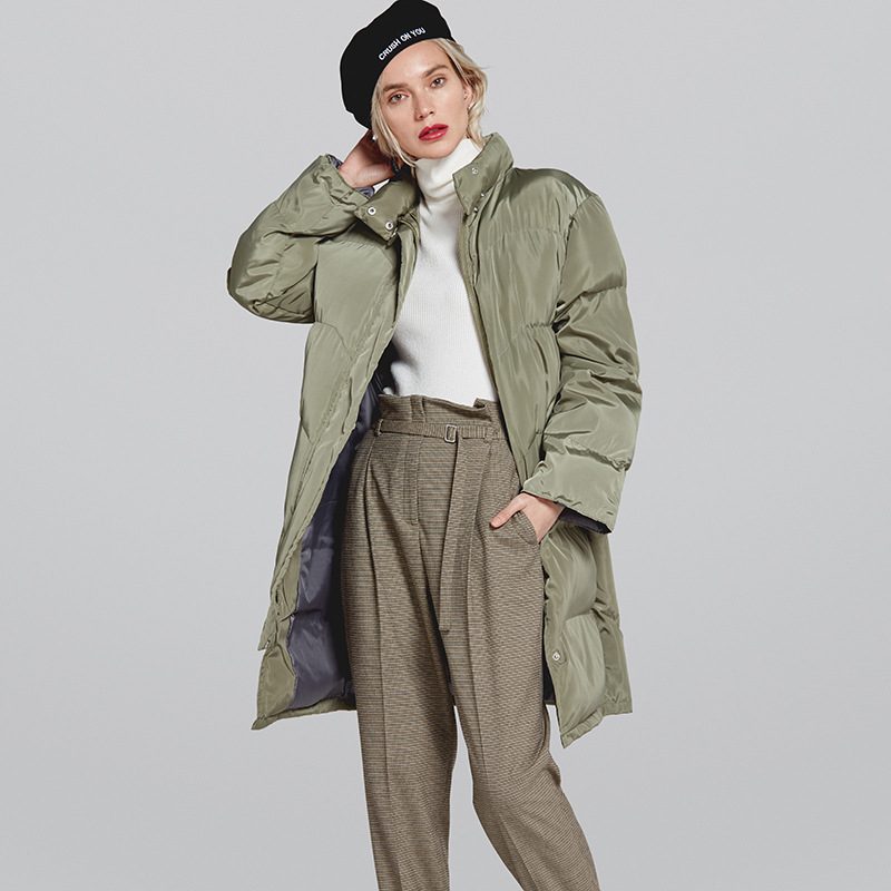 

Down jackets 2019 Fashion Women Winter Coat Long Slim Thicken Warm Jacket Down Cotton Padded Jacket Outwear Parkas Thick Warm, Beige