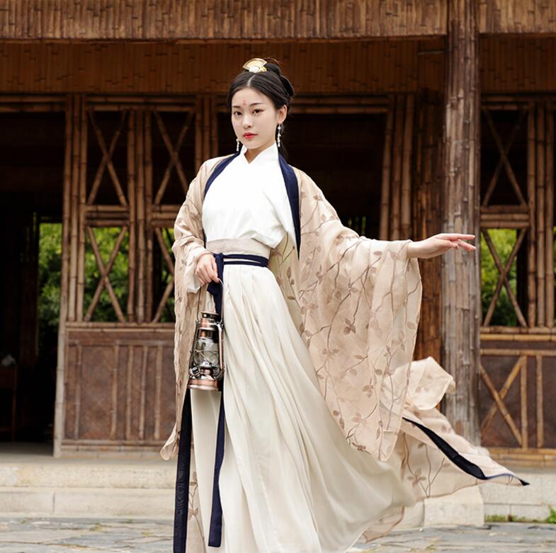 

Retro Originally Daily Hanfu For Women Brown Embroidery Dance Costume Traditional Stage Wear Folk Dress Oriental Festival Outfit