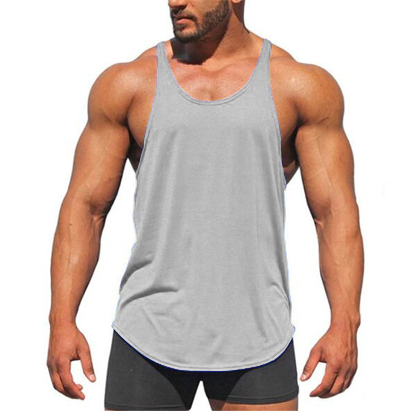 

Fitness Tank Top Men Bodybuilding Clothing Fitness Men Shirt Crossfit Vests Cotton Singlets Muscle Top gyms Undershirt Sleeveless shirt Work, White