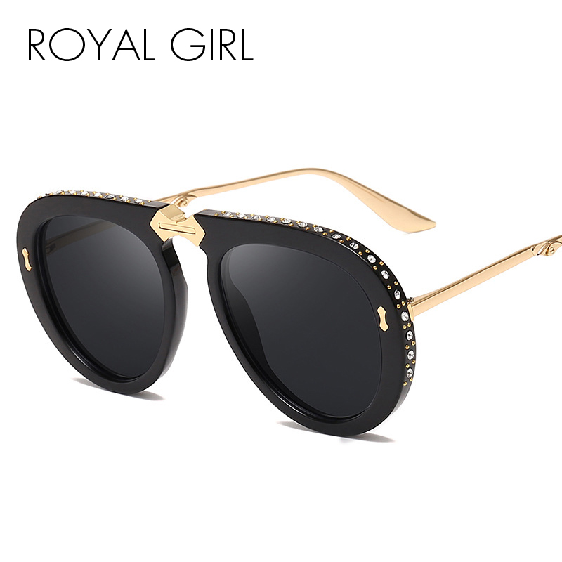 

Royal Girl Foldable Frame Pilot Sunglasses Women Rhinestone Sun Glasses Ladies Retro Outdoor Travel Goggles ss345