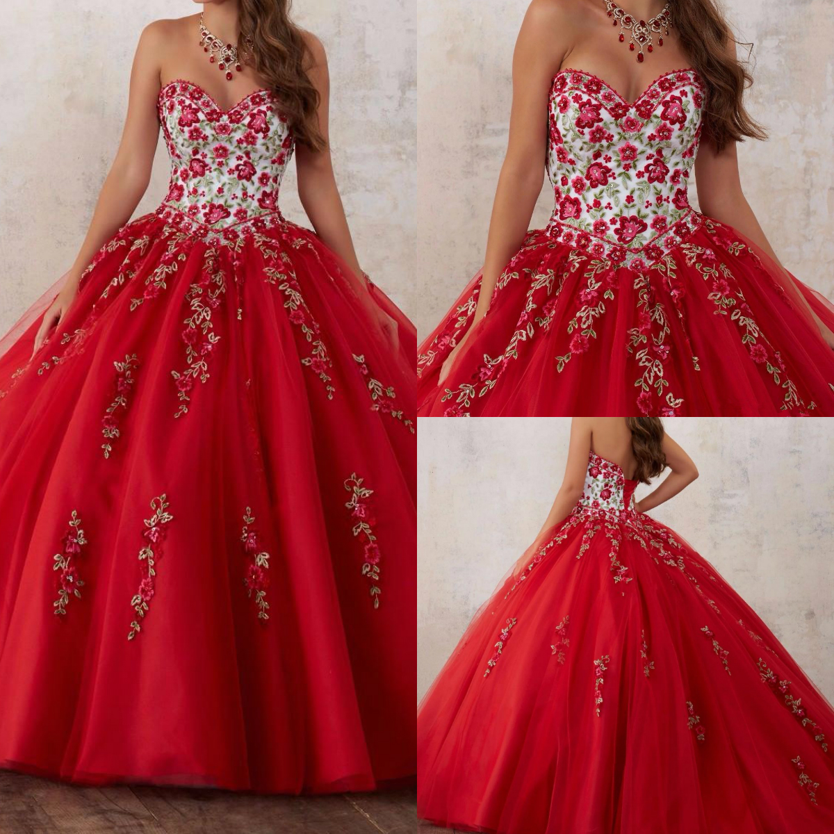 

Red Embroidery Quinceanera Dresses 2020 Beaded Crystal Tulle Ball Gown Prom Dresses 15 year old Debutante Sweetheart Vestidos De 15 Anos, Hunter