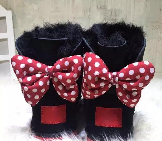

Hot Sale-CLASSIC DESIGN SHORT BABY BOY GIRL WOMEN KIDS BOW-TIE SNOW BOOTS FUR INTEGRATED KEEP WARM BOOTS EUR SZIE 25-41 FREE SHIPPING, Black