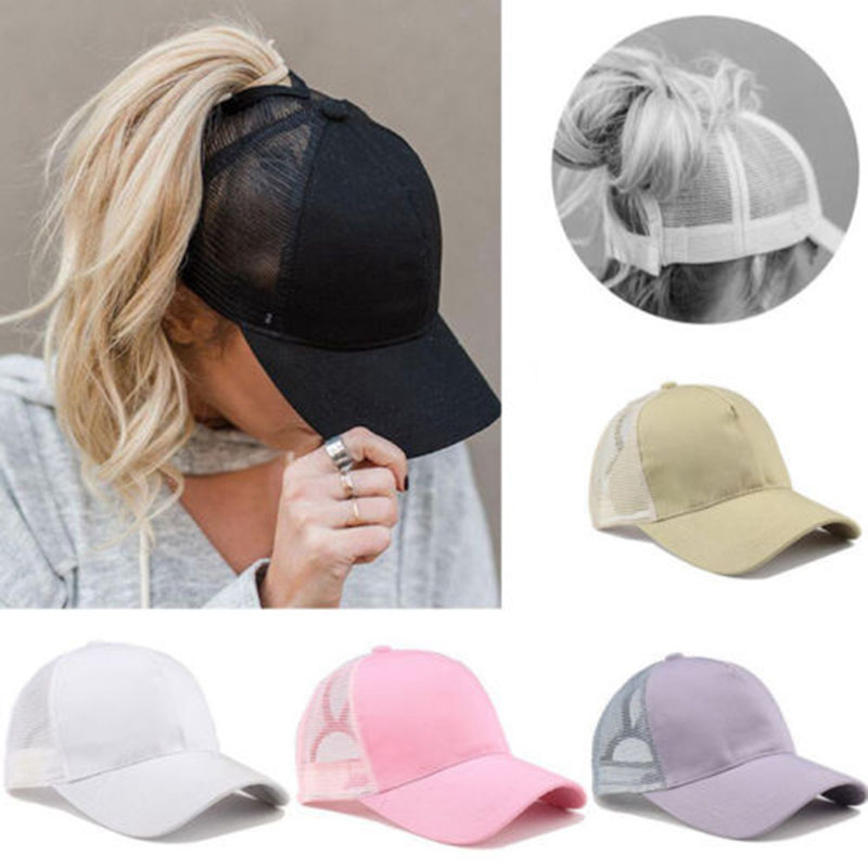 

New Arrivals Outdoor sunshade Ponytail Baseball Cap Tennis cap Women Messy Bun Baseball Hat Snapback Drop Shipping, Black;white