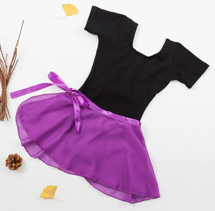 

Tank Top Leotard Skirt Two Pieces Set Ballet Dance Training Active Wear Girls Cotton Gymnastics Bodysuit Purple Free Shipping, As picture