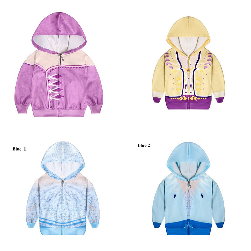 

Snow Queen II Costume Kid Hooded Jackets Cosplay Outwear for Children Zipper Hoodies Coats Boys and Girls Coat Clothing, Mix colors