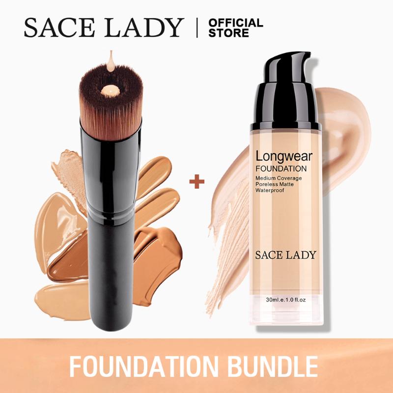 

SACE LADY Make Up Set Foundation 30ml Liquid Foundation Matte High Coverage Concealer Cream Base maquiagem + Makeup brushes