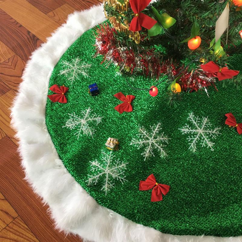 

Green Christmas Tree Skirt Holiday Tree Ornaments Decoration Xmas Mat Cover Home Party Decor (90cm