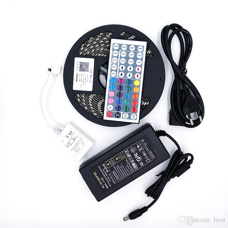 

SMD 5050 RGB LED Strip Light 5M background LED Light rgb Leds tape diode led ribbon Flexible Controller DC 12V Adapterset