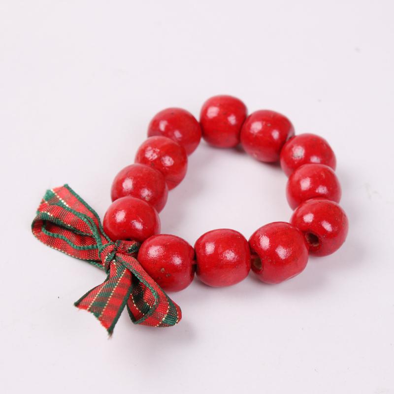 

10pcs Christmas red ribbon beaded napkin buckle hotel soft model room furniture tableware decoration napkin ring