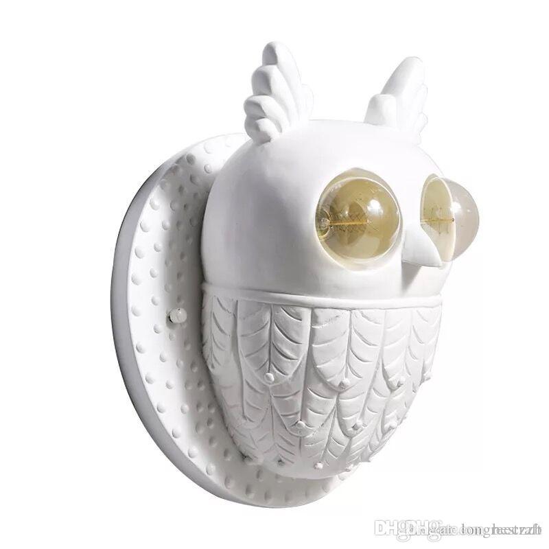 Nordic Modern Wall Lights Owl Creative E27 Living Room Bedroom Wall Sconce Vintage Handmade Resin Cartoon Wall Lampada-image-525034444